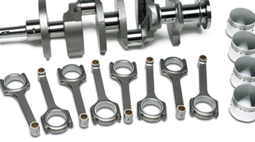A stroker kit product image of crankshaft, pistons and rods
